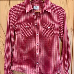 TNA Red Plaid Button Down Shirt